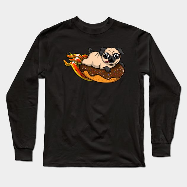 Pug Donut Long Sleeve T-Shirt by underheaven